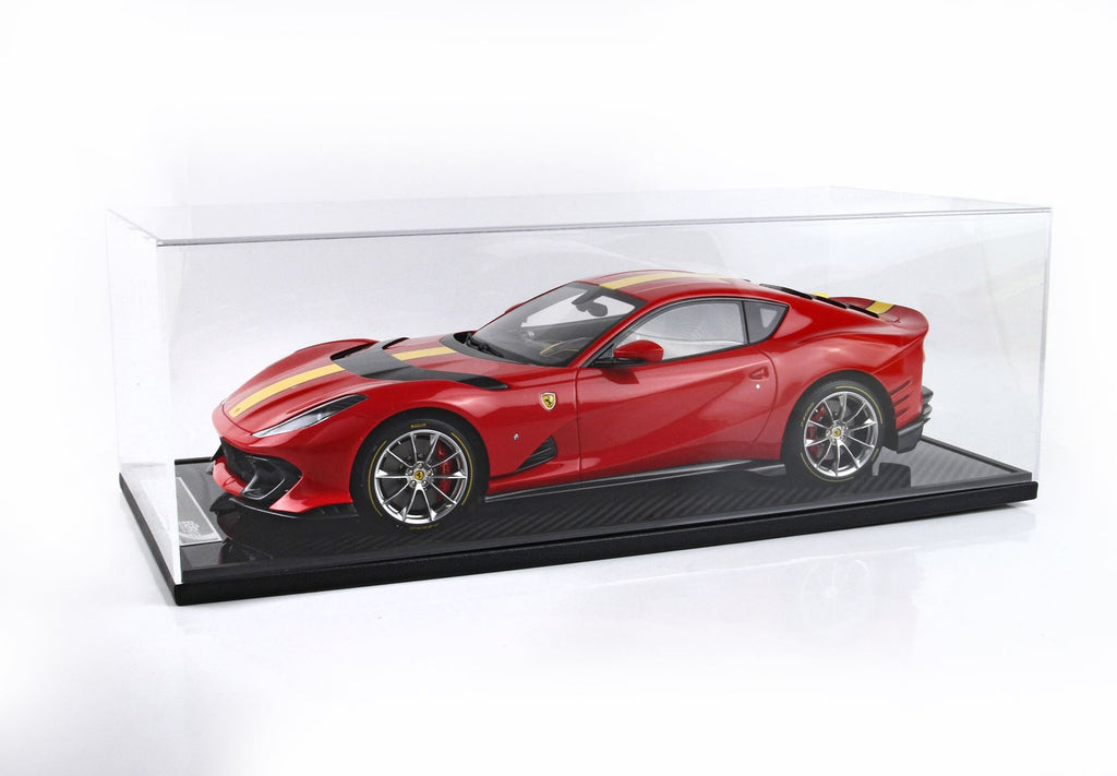 Modellauto BBR Models 1/12 Ferrari 812 Competizione Yellow Stripe Rosso Corsa 322