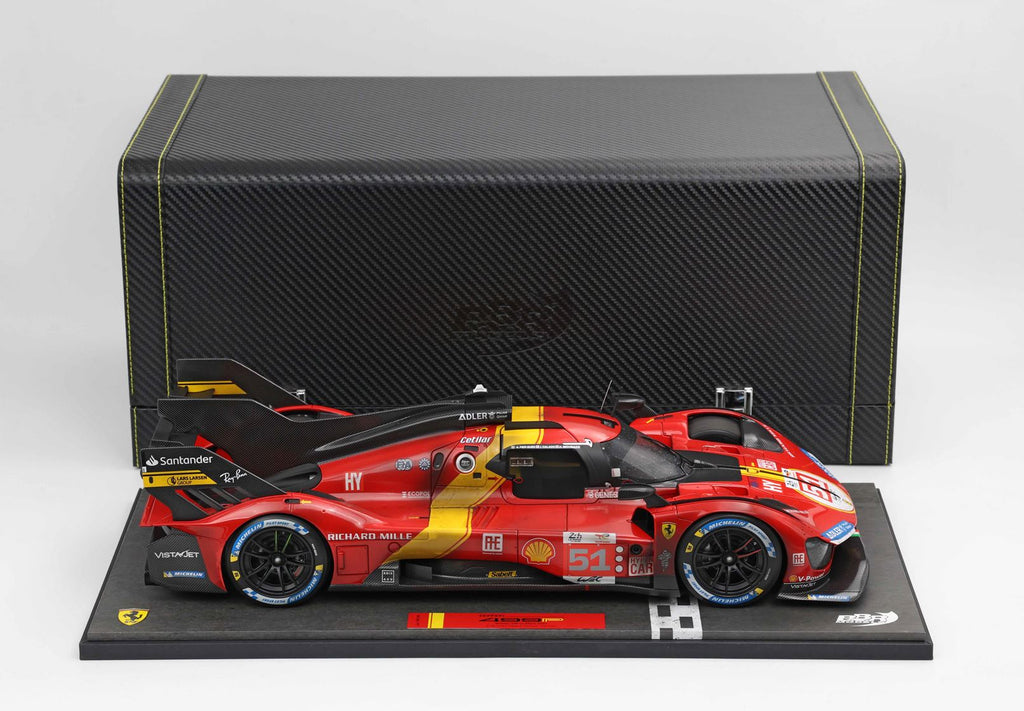 Ferrari 499P #51 Ganador 24 Horas de Le Mans 2023 – Acabado Desgastado Fin de Carrera – Pier Guidi, Calado & Giovinazzi – Escala 1:12 (Edición Limitada 299 pzas) de BBR Models