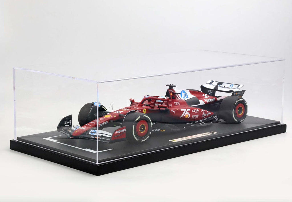 Ferrari SF-25, 2025 m. Monako Grand Prix, 75 metų „Shell“ apipavidalinimas, Charles Leclerc, 1:12 mastelio, su vitrina, BBR Models