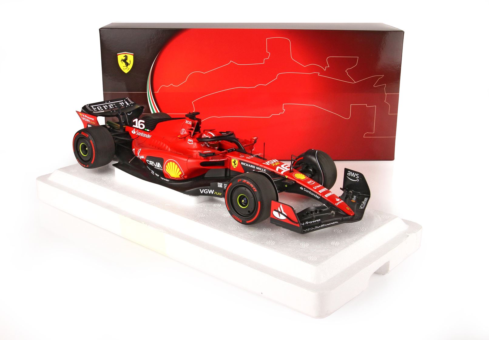 Ferrari SF-23 #16 Gran Premio de Baréin 2023 – Charles Leclerc – Escala 1:18 de BBR Models