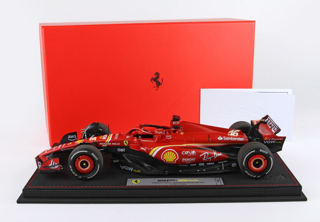 Ferrari SF-24 #16 Gran Premio de Australia 2024 – Charles Leclerc – Escala 1:18 con vitrina (Edición limitada de 140 unidades) de BBR Models