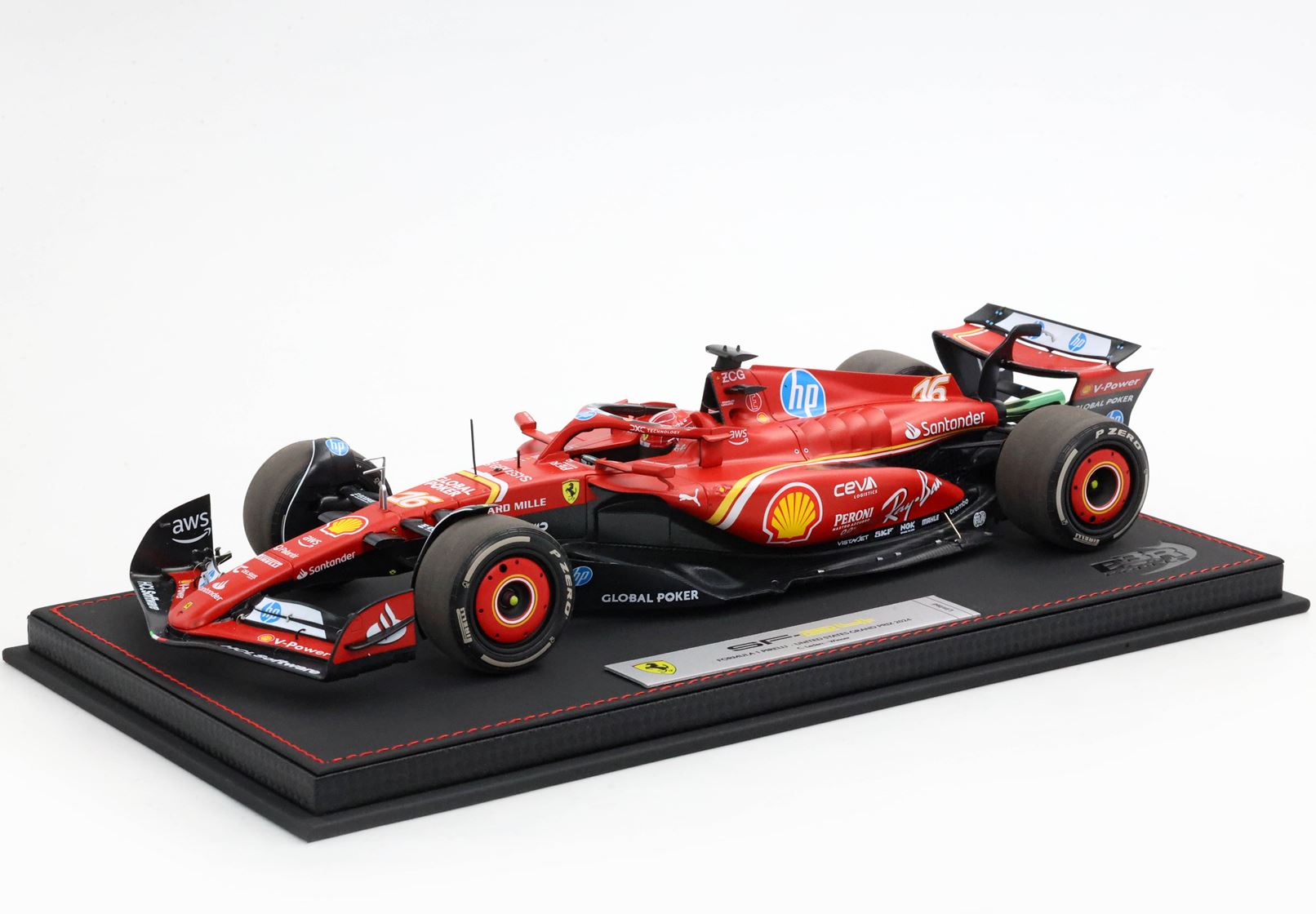 Ferrari SF-24 #16 Ganador Gran Premio de Austin EE. UU. 2024 – Charles Leclerc – Escala 1:18 con Vitrina (Edición Limitada 100 pzas) de BBR Models