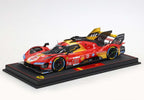 Ferrari 499P #51 3er Puesto 24 Horas de Le Mans 2024 – Pier Guidi, Giovinazzi y Calado – Escala 1:18 con Vitrina (Edición Limitada 100 piezas) de BBR Models