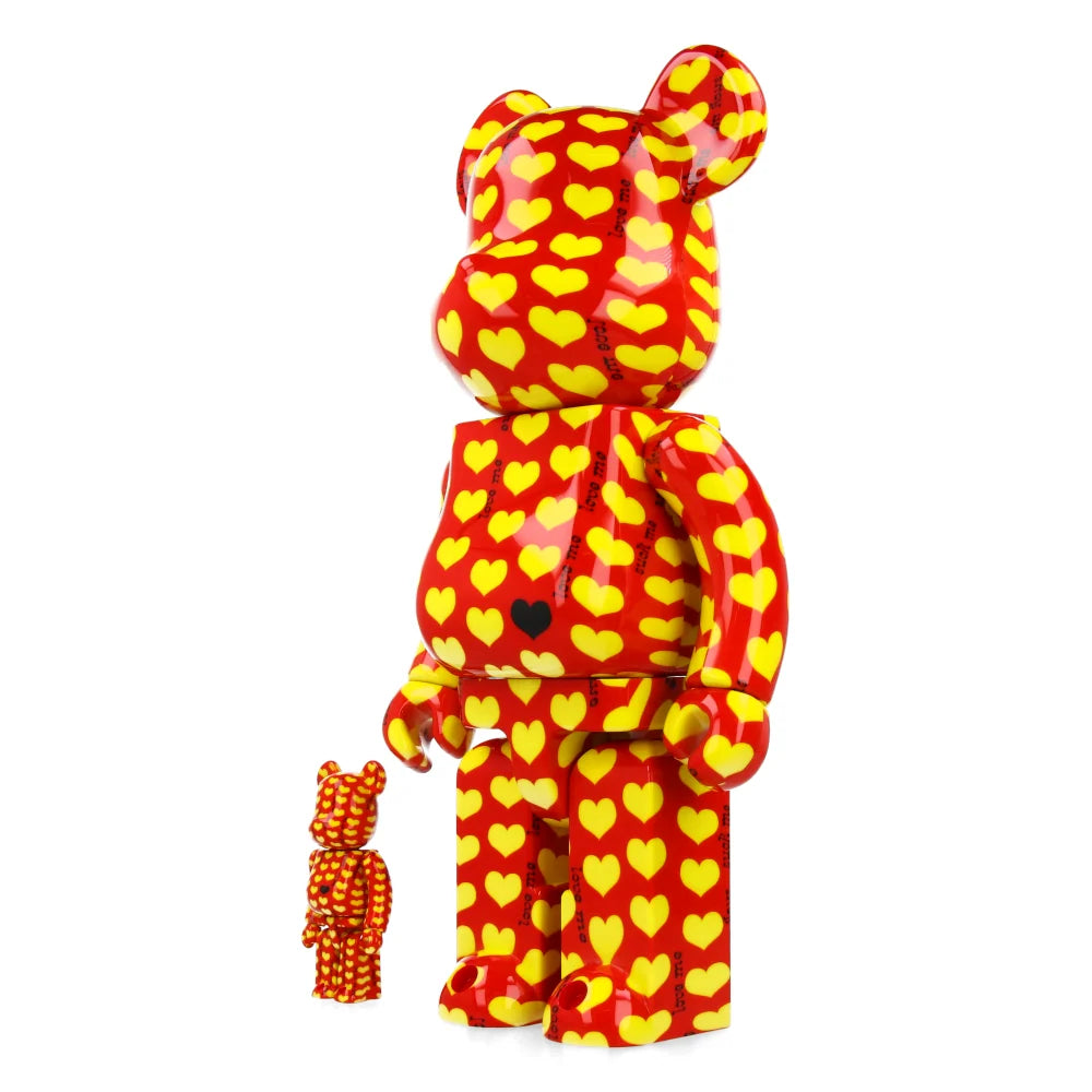 BE@RBRICK Yellow Heart Reverse Ver. 100% & 400%-set van Medicom Toy