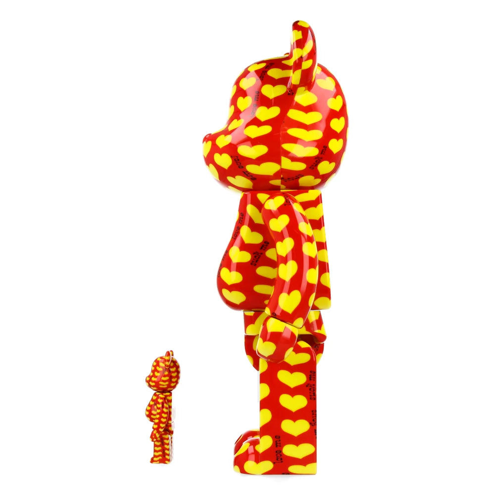 BE@RBRICK Yellow Heart Reverse Ver. 100% & 400%-set van Medicom Toy