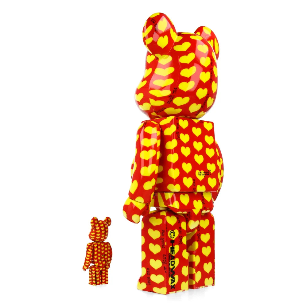 BE@RBRICK Yellow Heart Reverse Ver. 100% & 400%-set van Medicom Toy