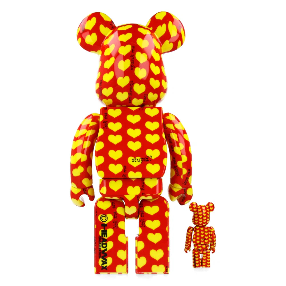 BE@RBRICK Yellow Heart Reverse Ver. 100% & 400%-set van Medicom Toy