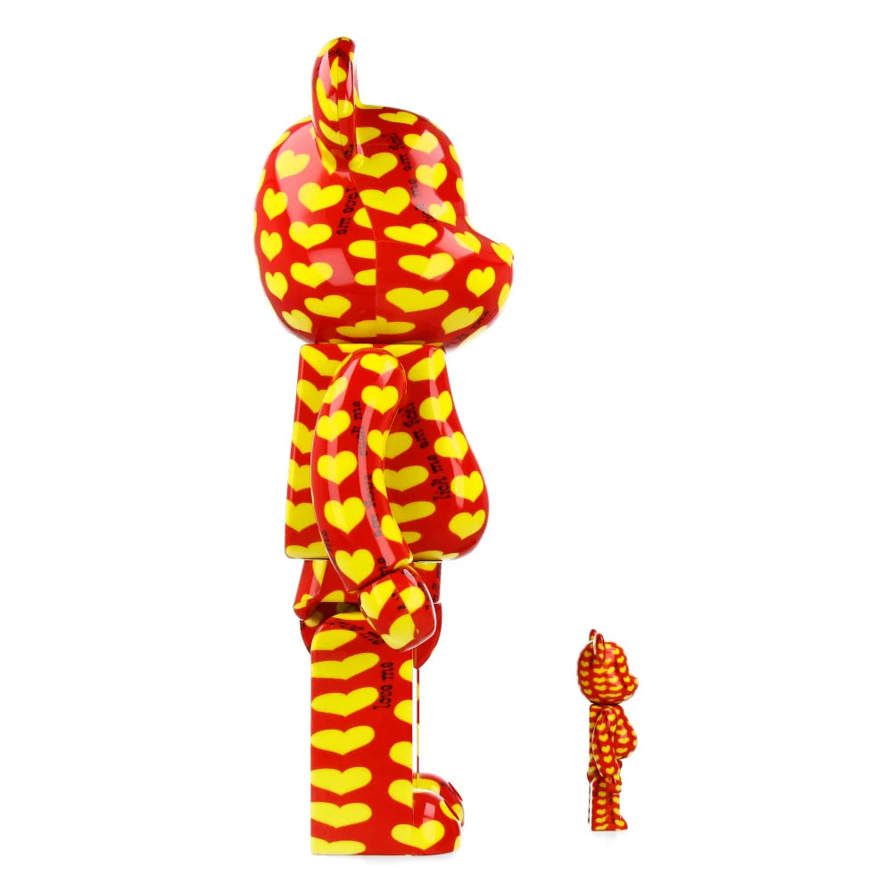 BE@RBRICK Yellow Heart Reverse Ver. 100% & 400%-set van Medicom Toy
