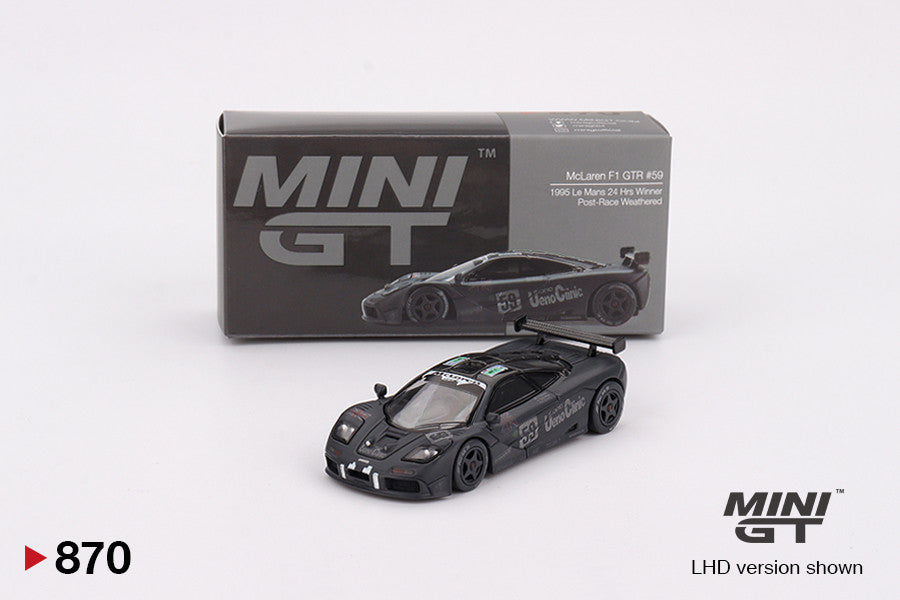 McLaren F1 GTR Nr. 59 – Sieger der 24 Stunden von Le Mans 1995 im Nachrenn-Witterungszustand 1:64 Diecast-Modell