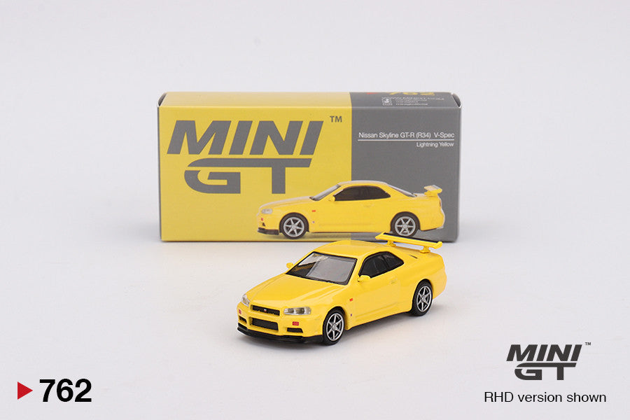 Nissan Skyline GT-R (R34) V-Spec Lightning Yellow 1:64 Diecast-Modell