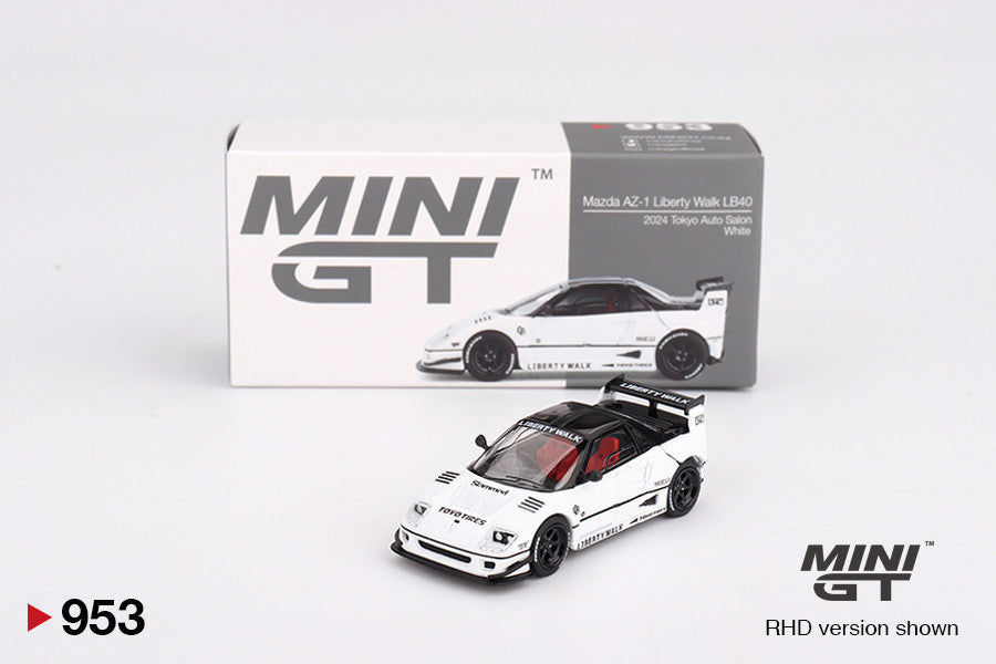 Mazda AZ-1 Liberty Walk LB40 Weiß – 2024 Tokyo Auto Salon 1:64 Diecast Modell