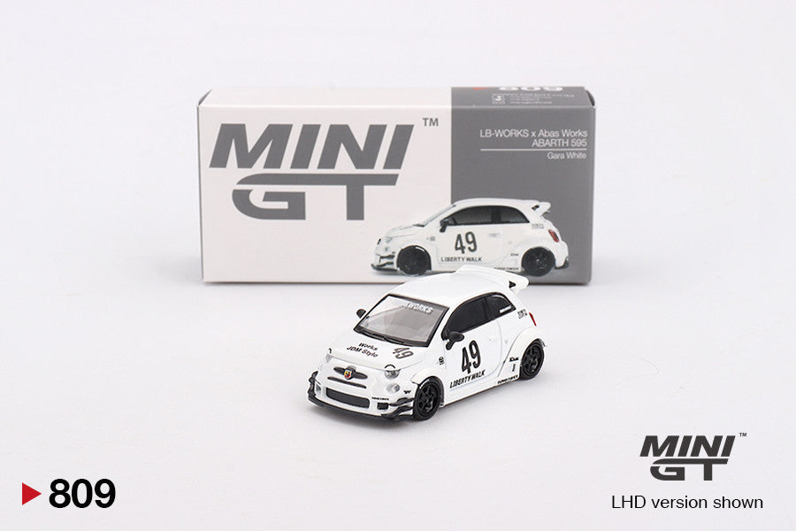 LB-WORKS x Abas Works Abarth 595 Gara White 1:64 Diecast-Modell