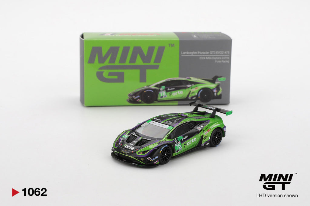 Lamborghini Huracán GT3 EVO2 Nr. 78 Forte Racing – 2024 IMSA Daytona 24 Stunden 1:64 Diecast-Modell