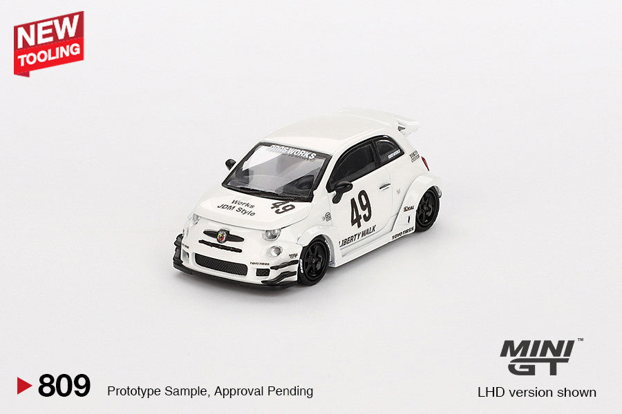LB-WORKS x Abas Works Abarth 595 Gara White 1:64 Diecast-Modell