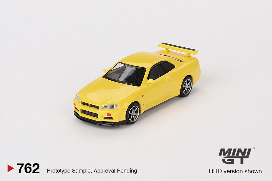 Nissan Skyline GT-R (R34) V-Spec Lightning Yellow 1:64 Diecast-Modell