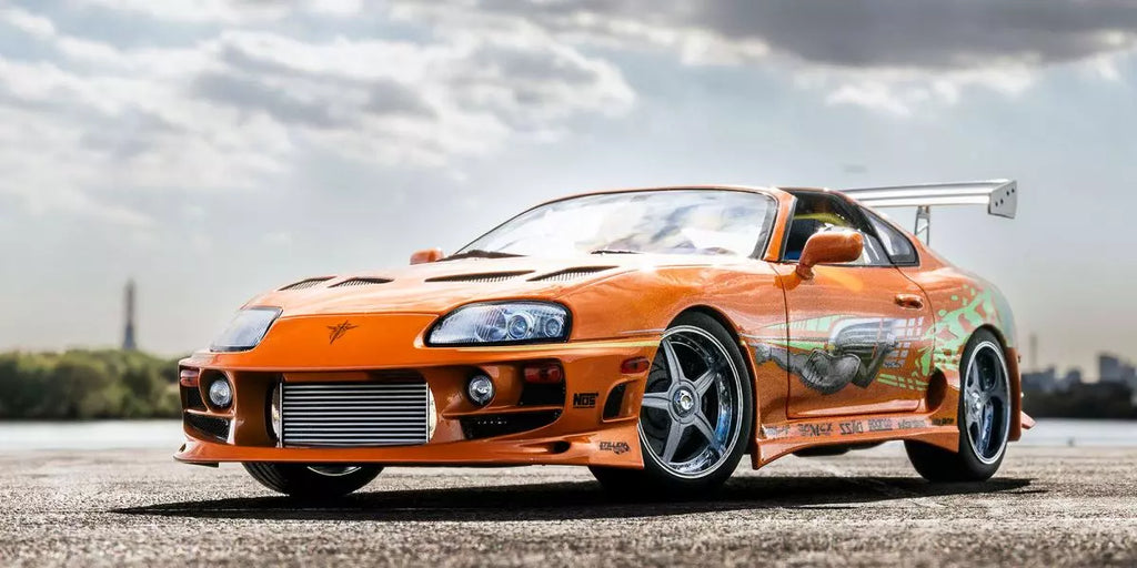 Toyota Supra Fast & Furious Orange Pearl 1:18 støbt model fra Kyosho