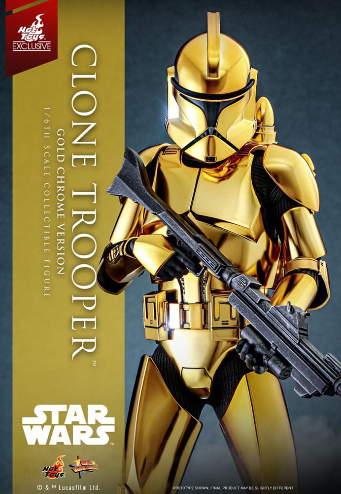 Star Wars Clone Trooper Gold Chrome Version Exclusive 1:6-actiefiguur van 30 cm