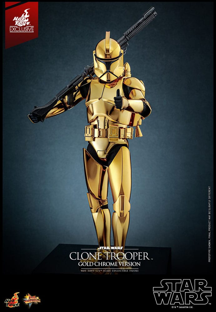 Star Wars Clone Trooper Gold Chrome Version Exclusive 1:6-actiefiguur van 30 cm