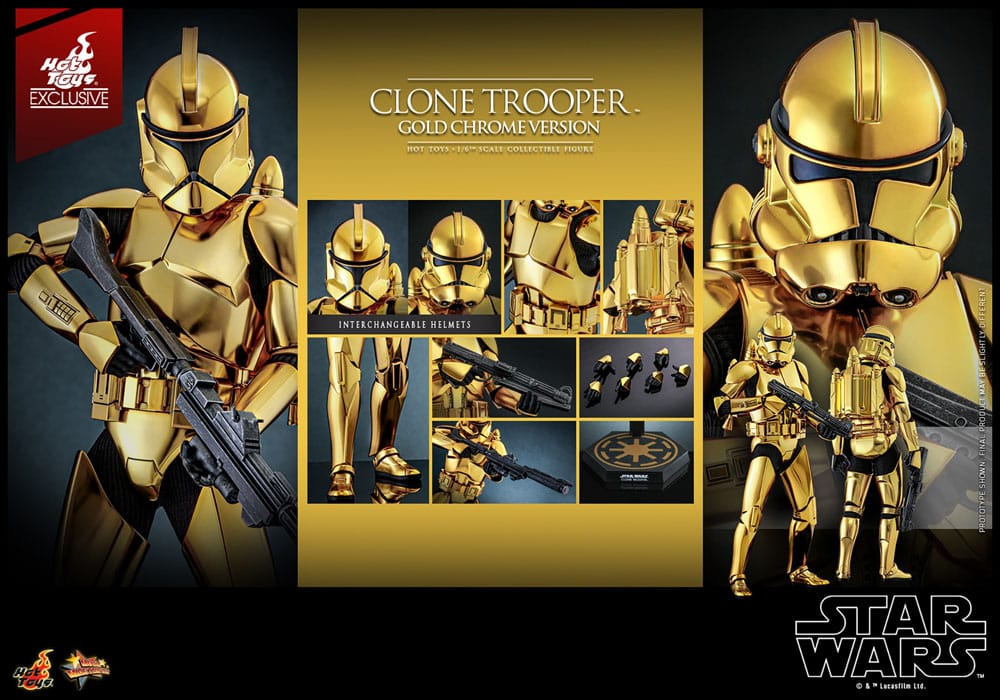 Star Wars Clone Trooper Gold Chrome Version Exclusive 1:6 Φιγούρα Δράσης 30 cm