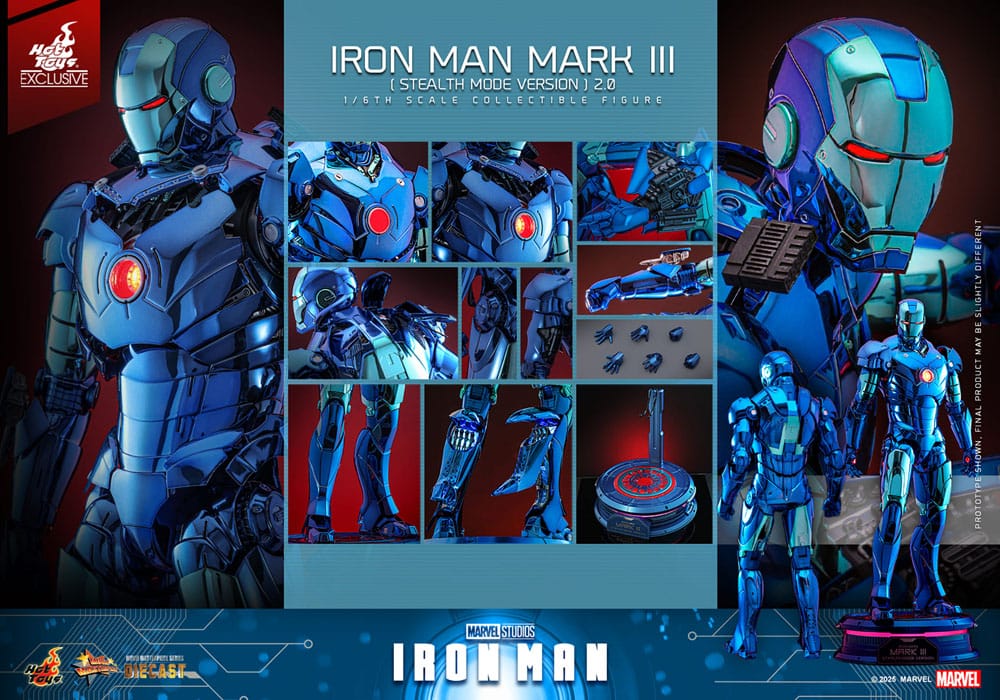 Iron Man Movie Masterpiece Diecast 1:6 Iron Man Mark III Stealth Mode Ver. 2.0 Exclusive: ekskluzivna figura visoka 33 cm, Hot Toys